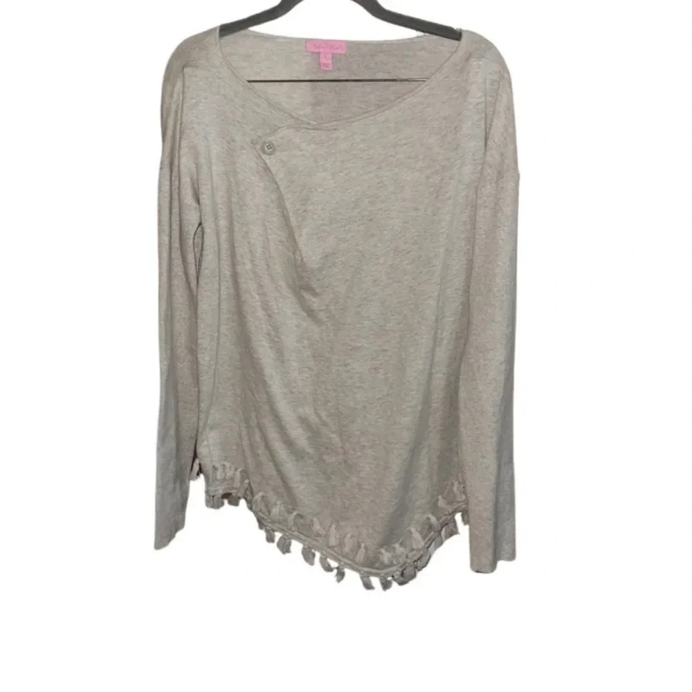 Lilly Pulitzer Heather Gray Ferrera Long Sleeve Sweater Size Large